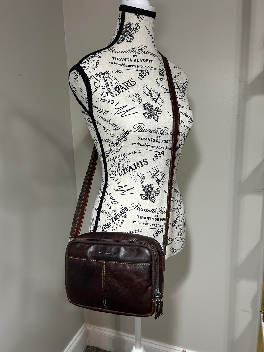 Jack Georges Dark Brown Leather Crossbody Bag